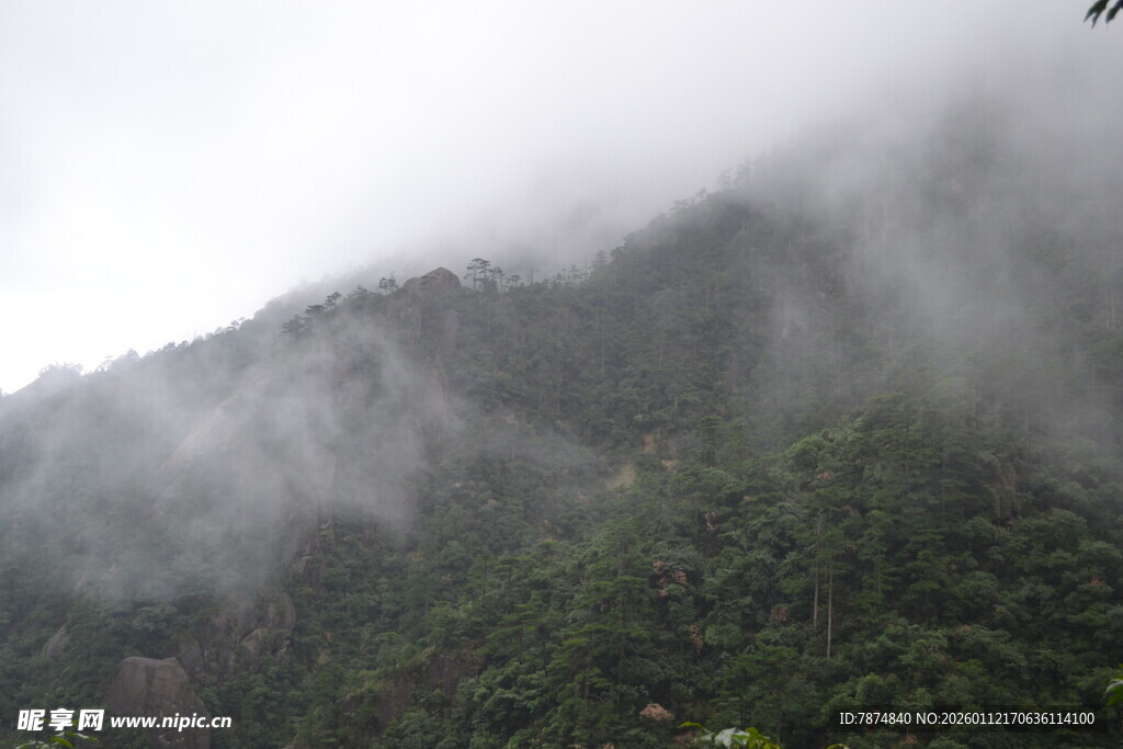云雾缭绕的翠绿山峦