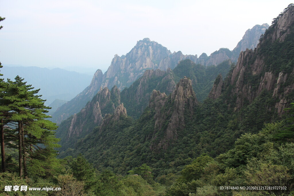 壮丽山景 绿意盎然的峰峦