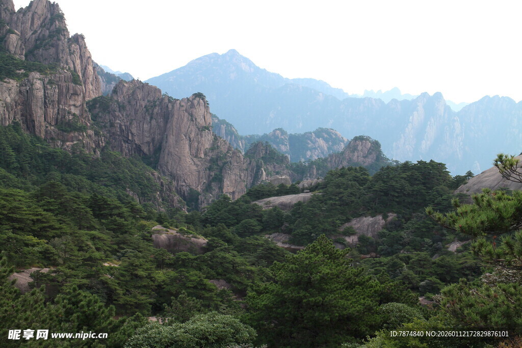 壮丽山景 绿意盎然的峰峦
