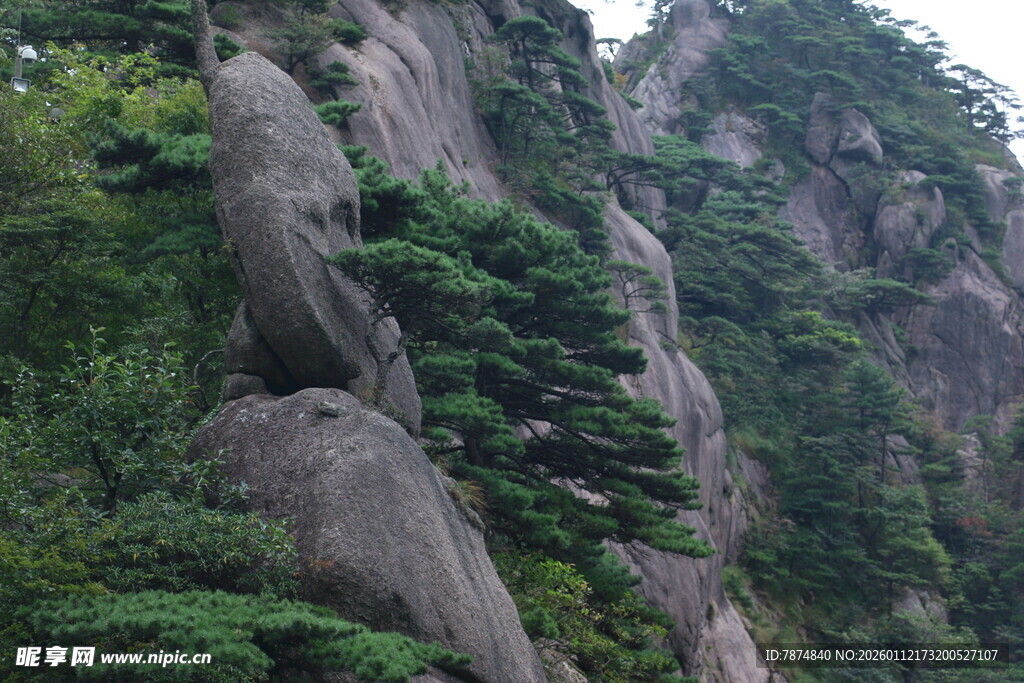 峻峭山峰与葱郁植被