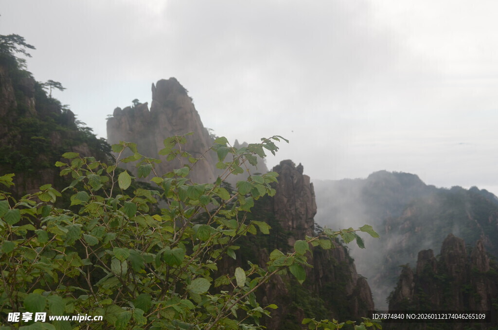 云雾缭绕的秀丽山峰