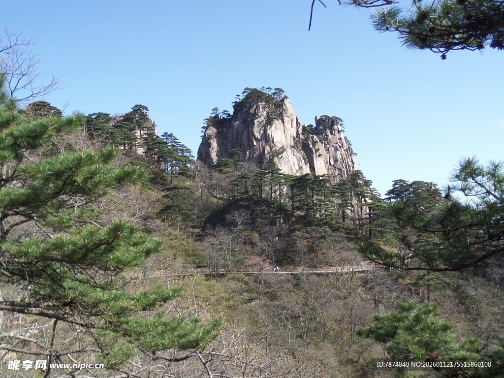 奇峰耸立的山林景观