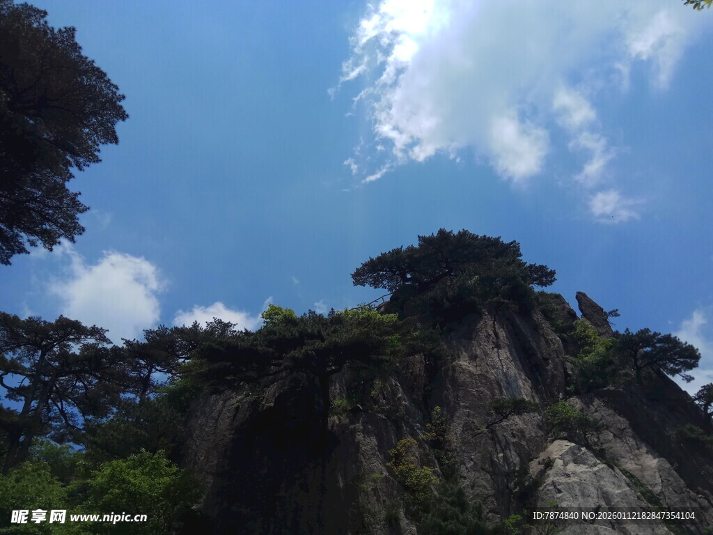 峻峭山峰与葱郁林木