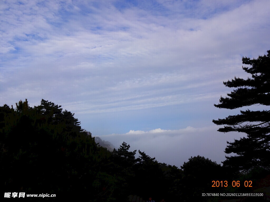 蓝天绿树间的自然景致