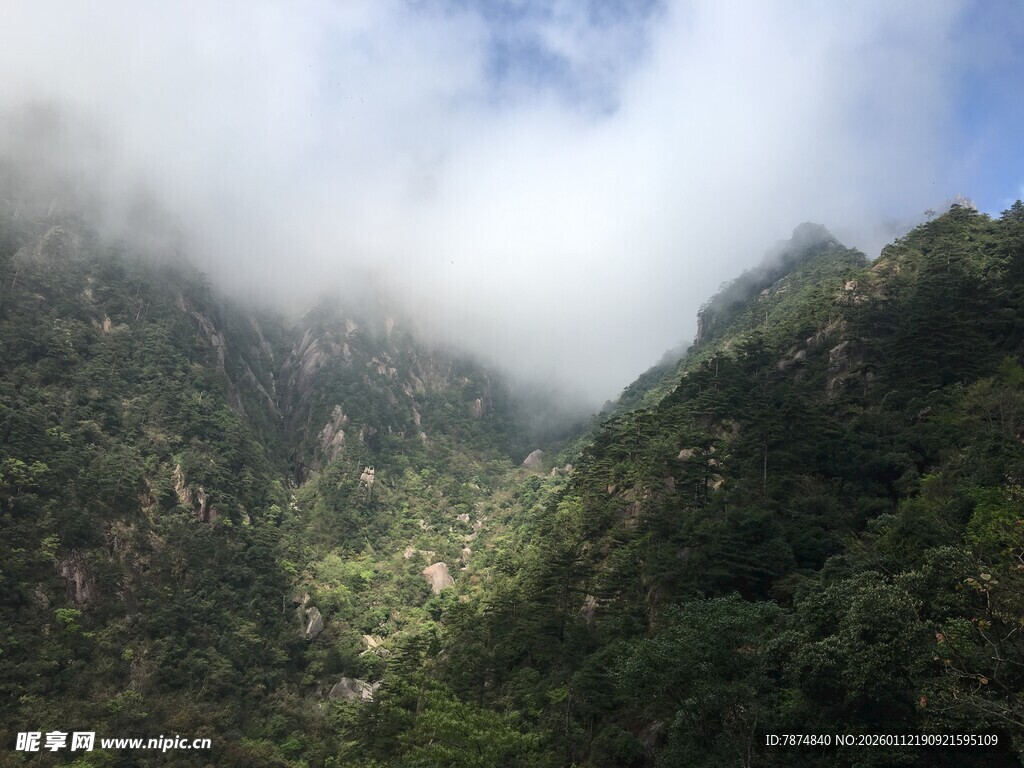 云雾缭绕的翠绿山谷