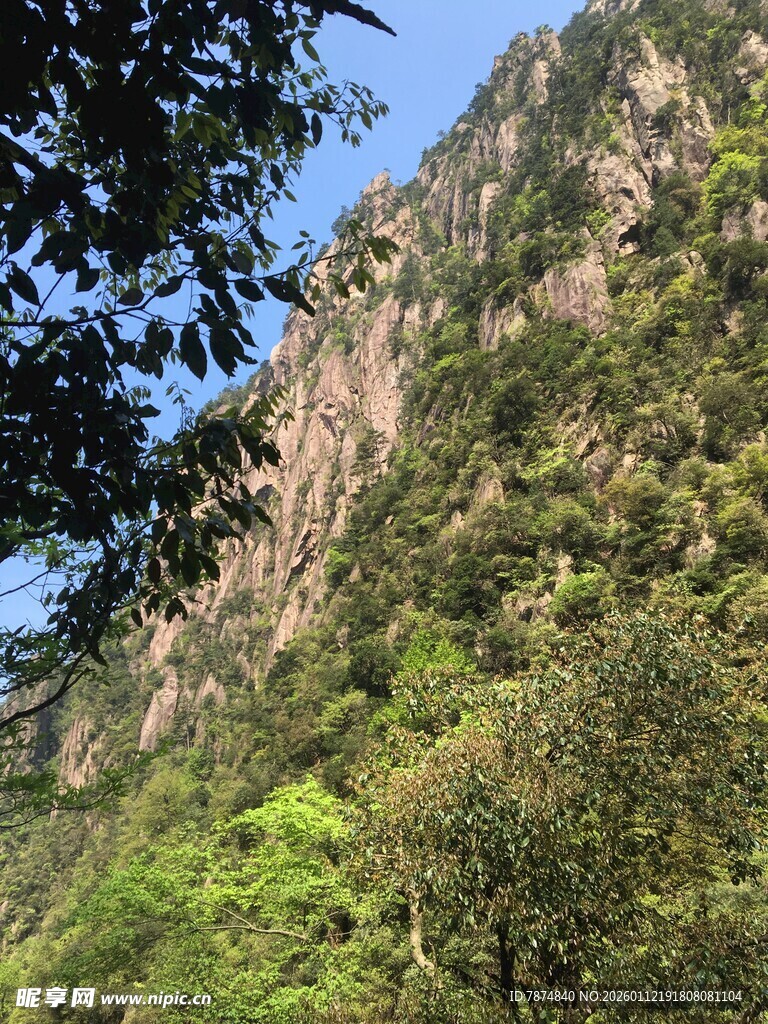 青山绿树间的壮丽山景