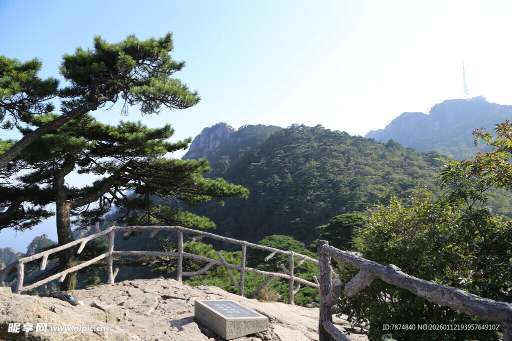 山间松景 木栏相伴赏风光