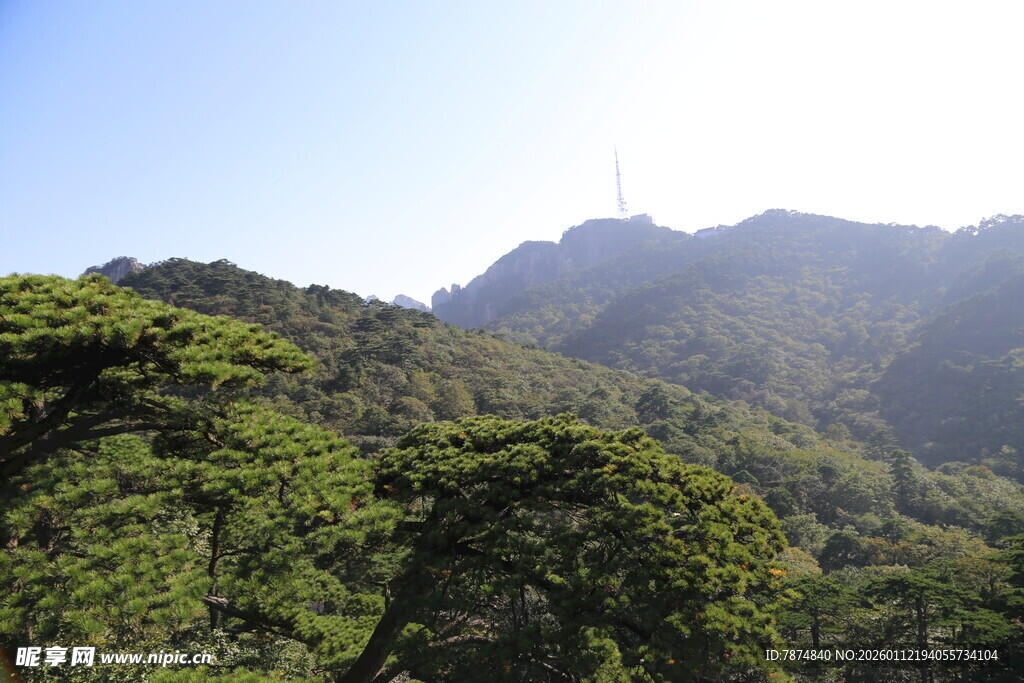 青山绿树间的壮美山景