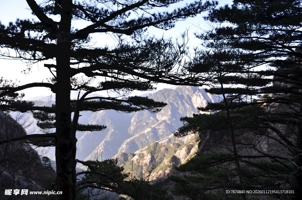 山林间的壮丽雪山景观