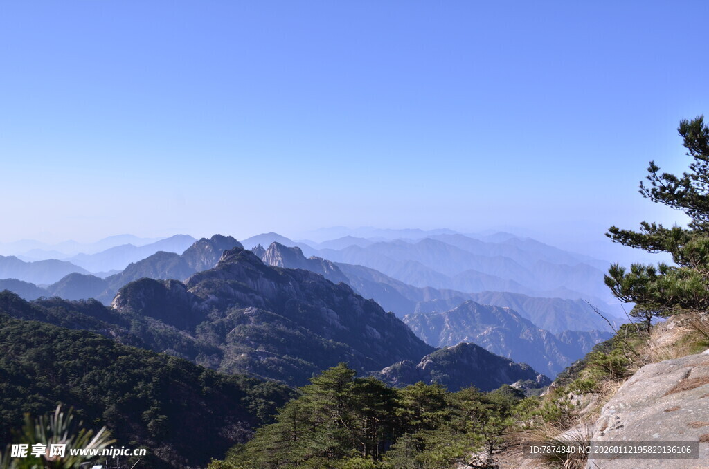 山巅美景 青松伴远山
