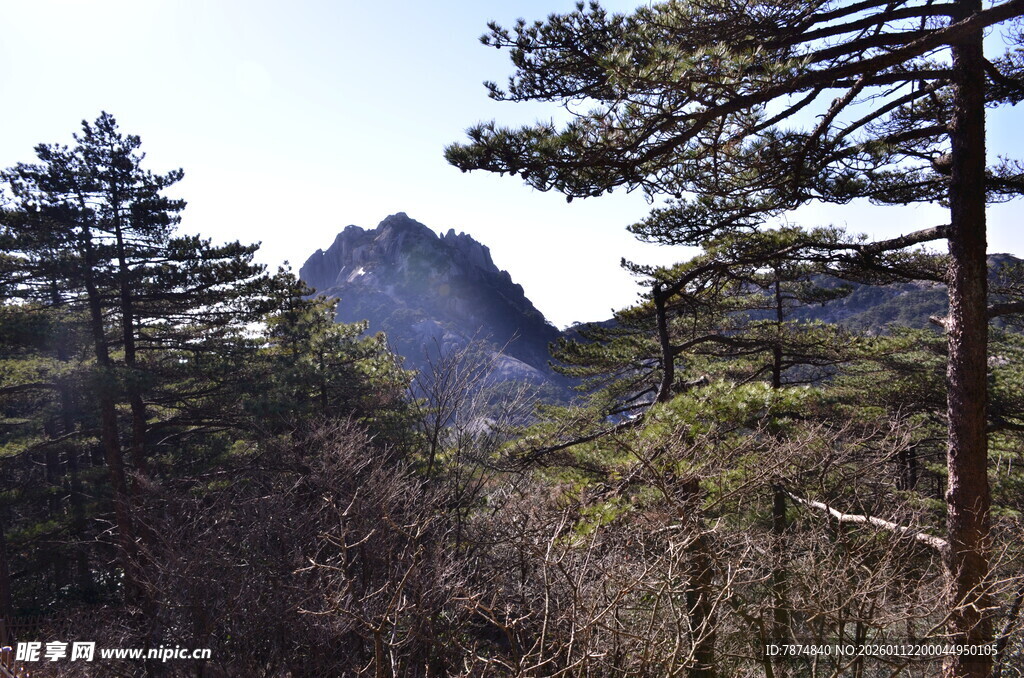 山林间的巍峨山峰