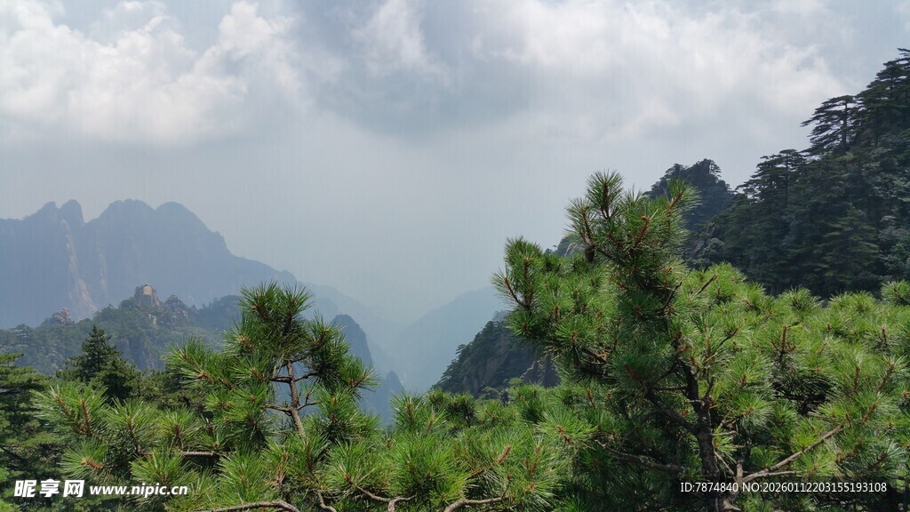 青山绿树间的秀丽山景