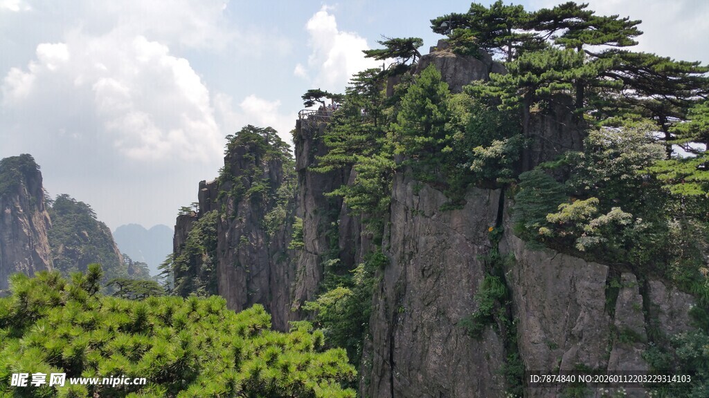 峻峭山峰上的葱郁植被
