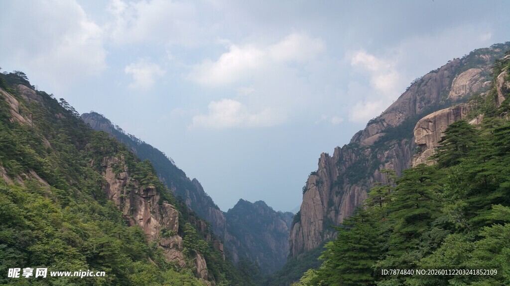 壮丽山景 绿意盎然的峡谷