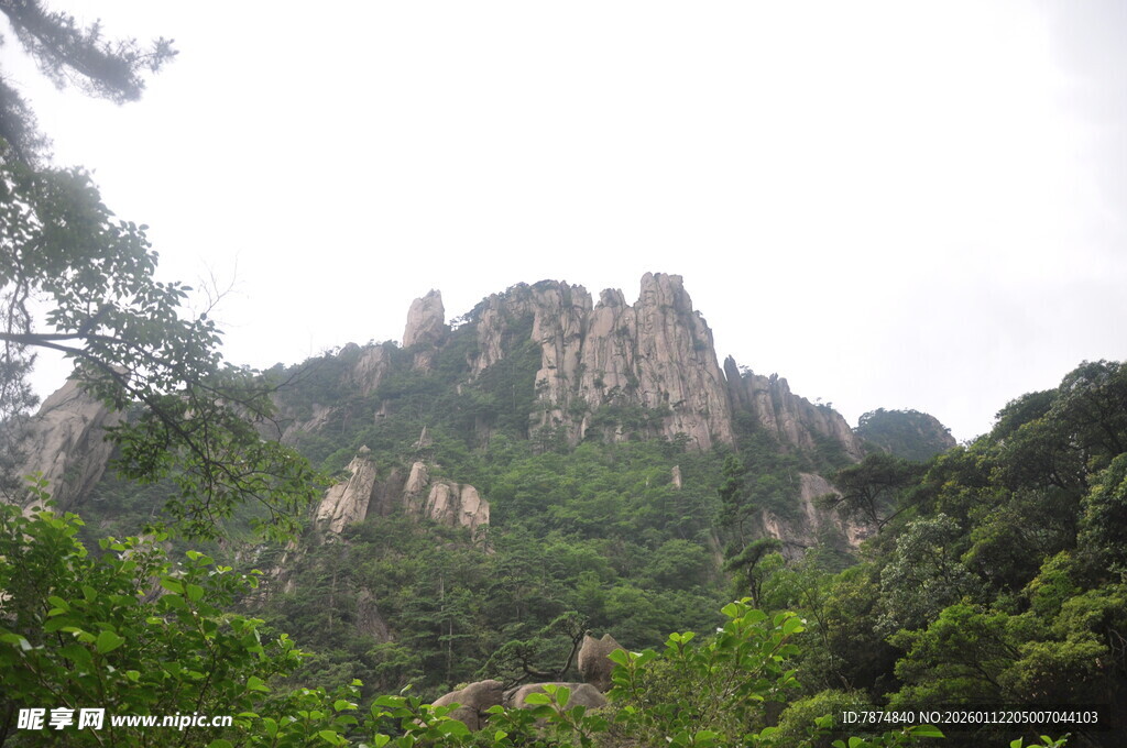 秀丽山峦被葱郁植被环绕