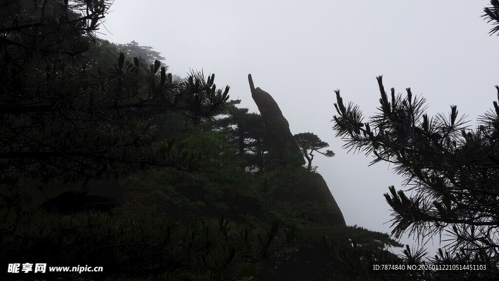 巍峨山峰与葱郁树木