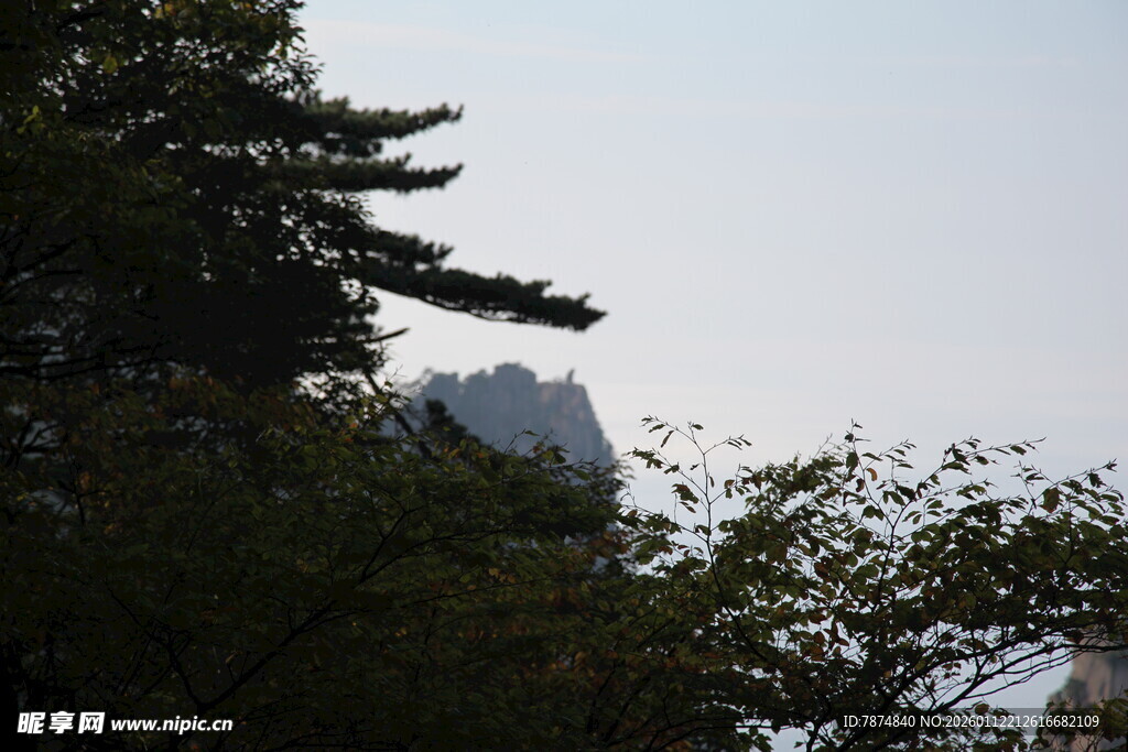 山林间隐约可见的山景