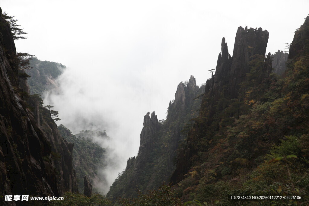 云雾缭绕的壮丽山峰