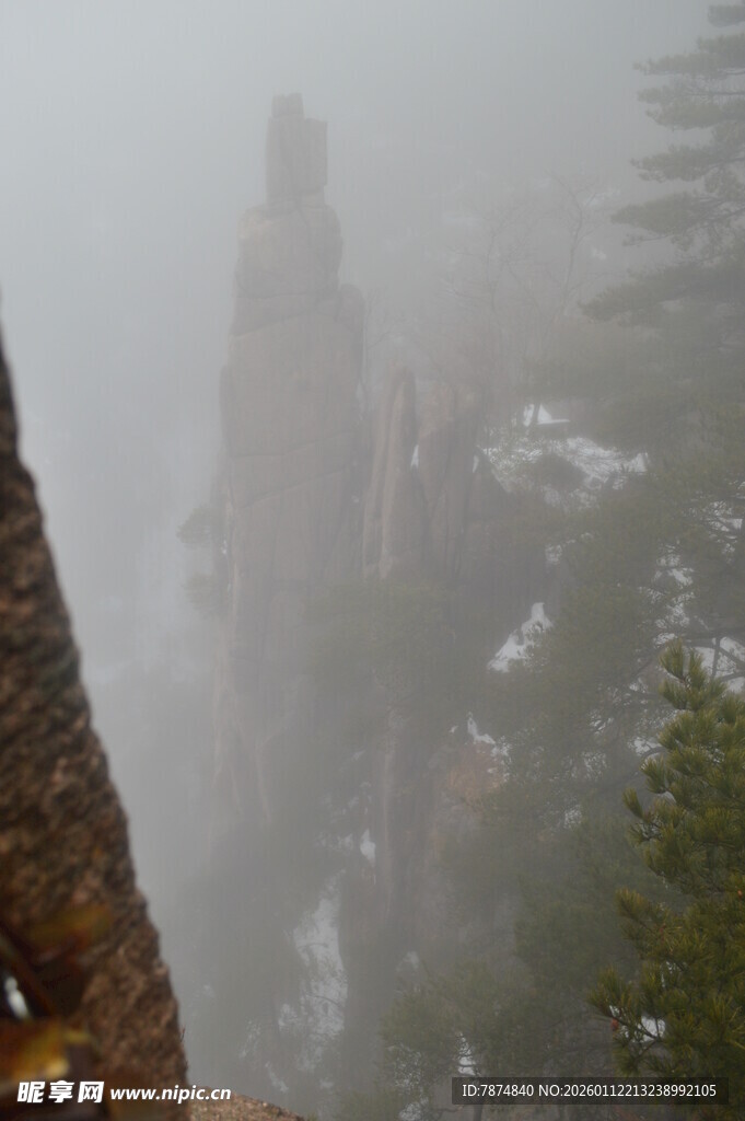 雾中奇峰景观