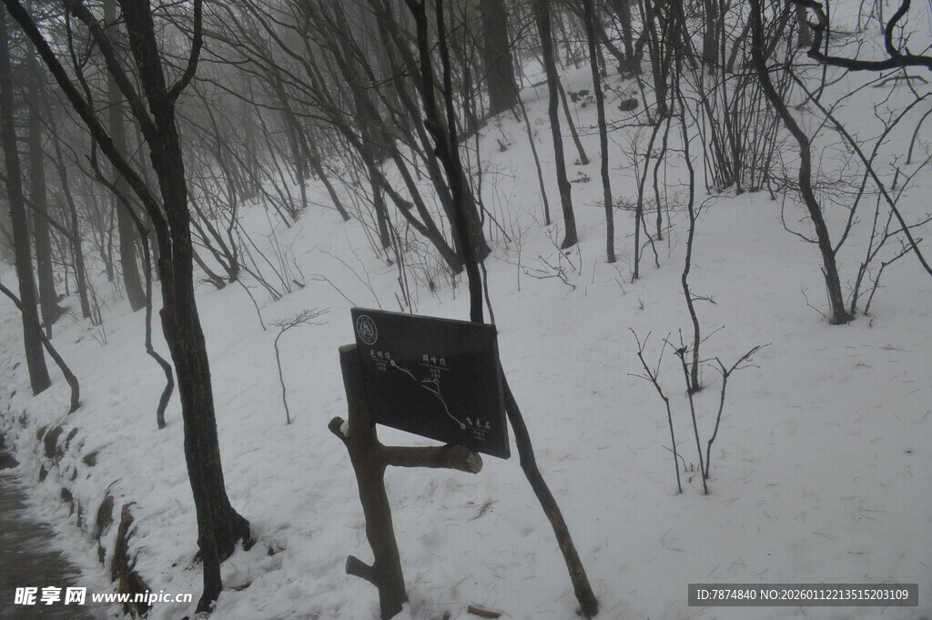 雪地中的简易黑色标志牌