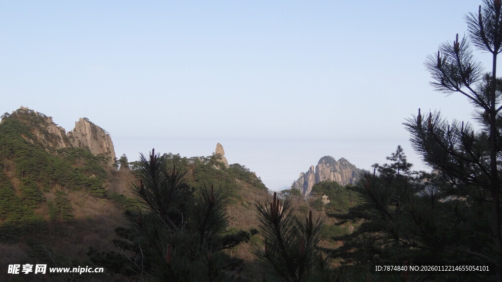 壮丽山景 峰石与松的画卷
