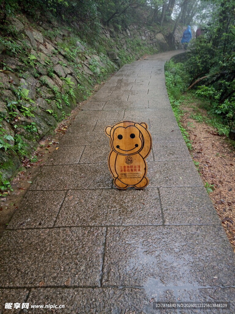 小路上的可爱小熊木雕