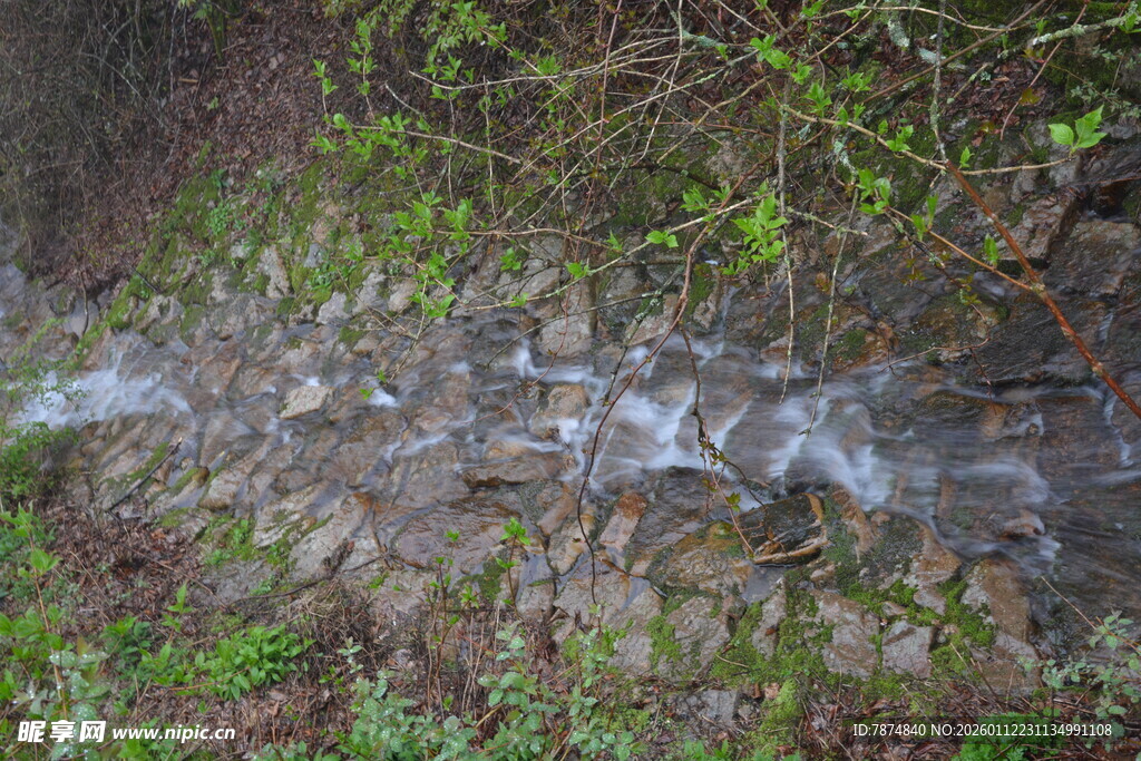 山间潺潺溪流