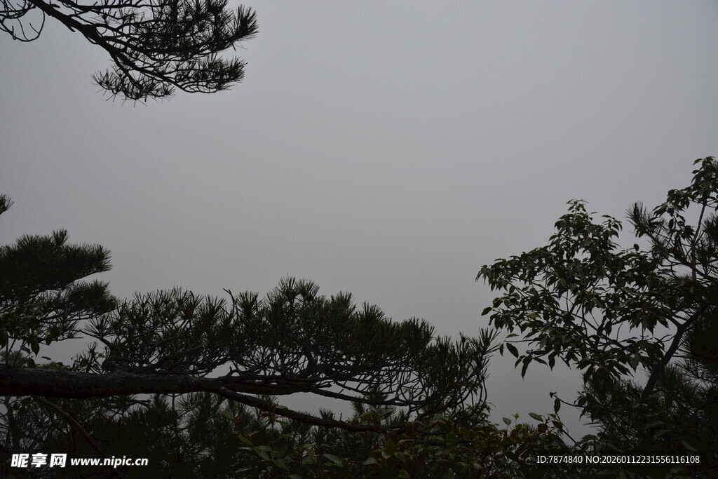 山林间的朦胧天空