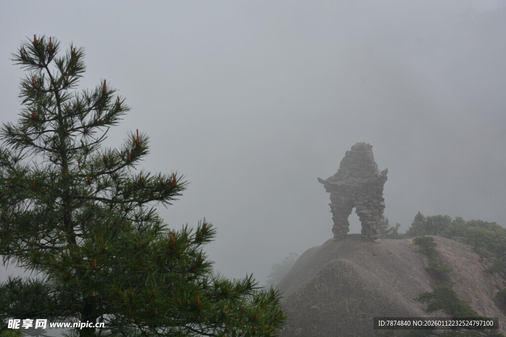 雾中孤亭 山林静谧之景