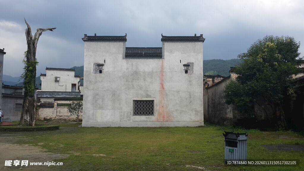 中式白墙建筑 庭院景致