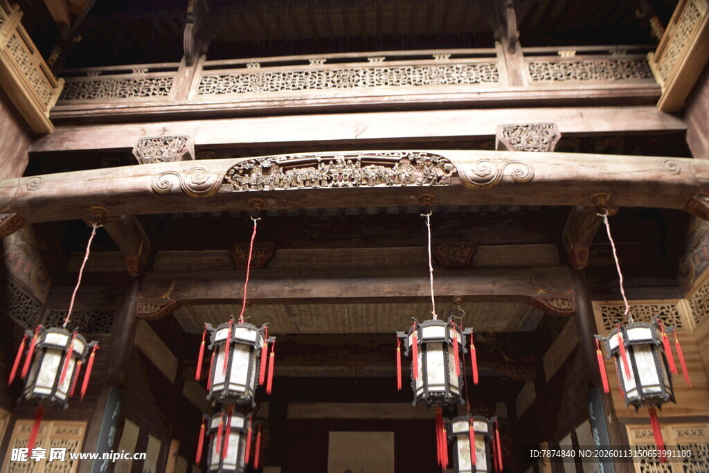 中式古建挂饰灯笼景观