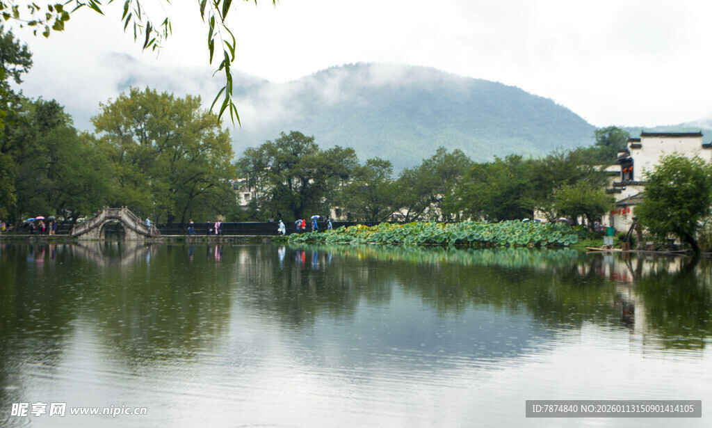 湖畔秀丽风光 绿意盎然