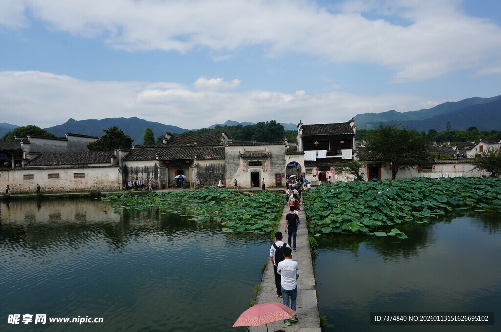 水乡栈道上的悠然景致