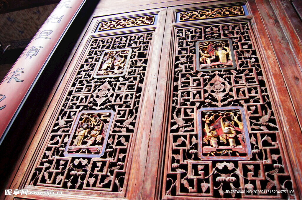 中式雕花木门