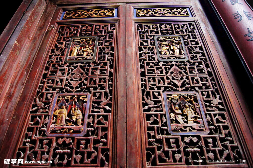 中式雕花木门