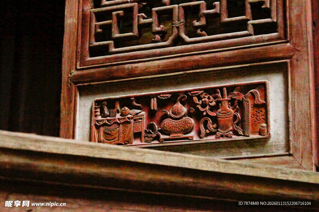 中式木雕窗棂精美图案