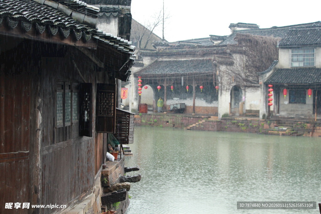 江南水乡古宅临水景致