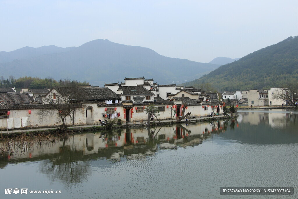 江南水乡湖畔古村景致