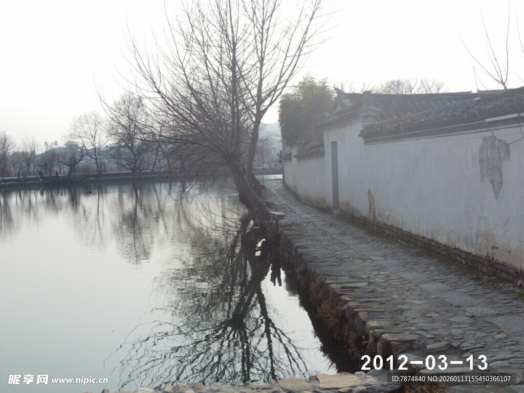 冬日河畔静谧景象