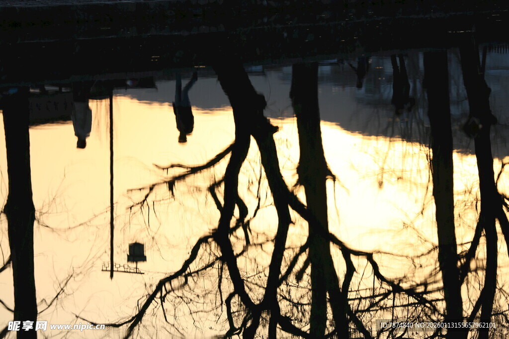 冬日屋檐下悬挂的冰柱