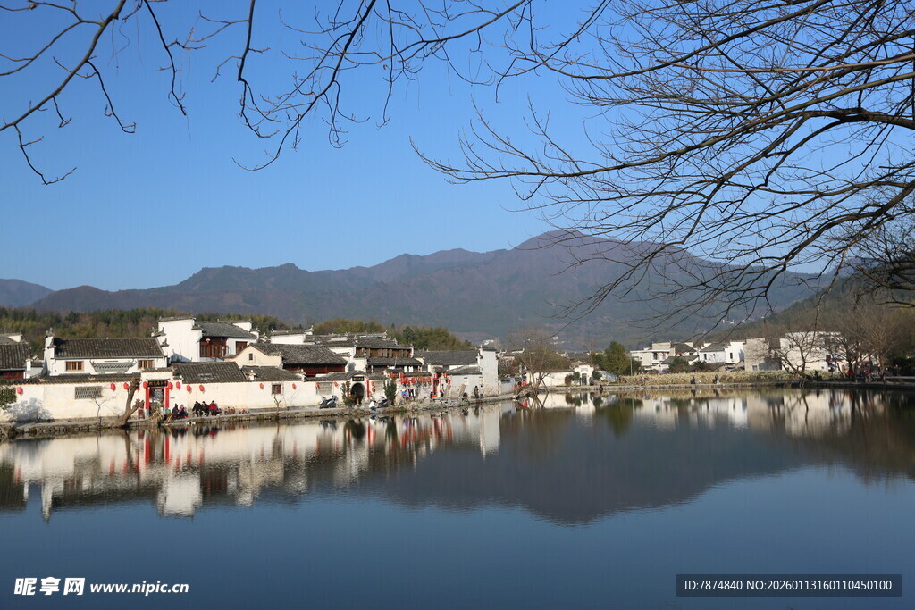 江南水乡湖畔宁静景致