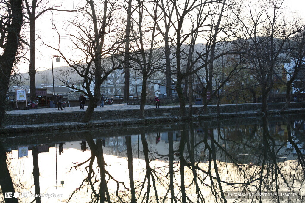 冬日河畔静谧倒影