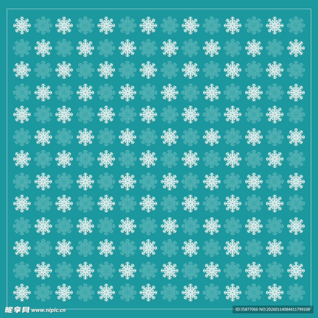 蓝底白色雪花花简约图案背景