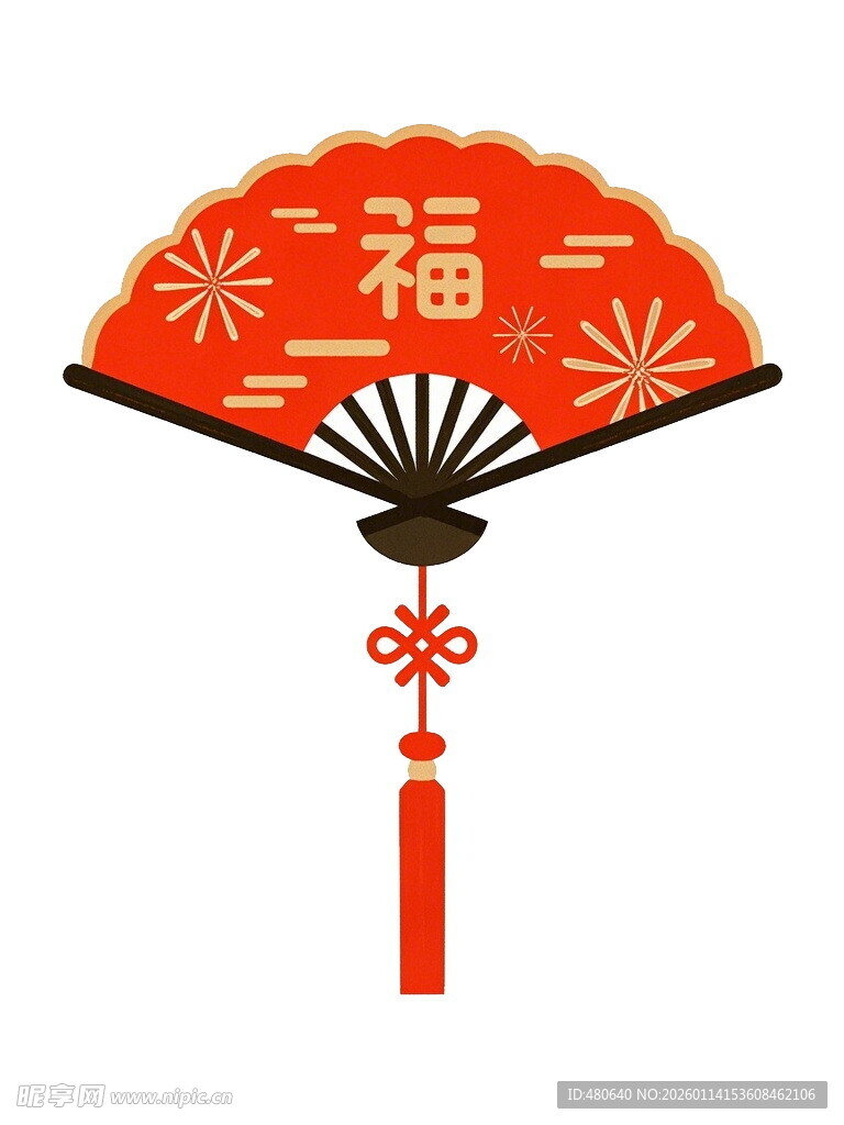 中式福字折扇装饰挂件