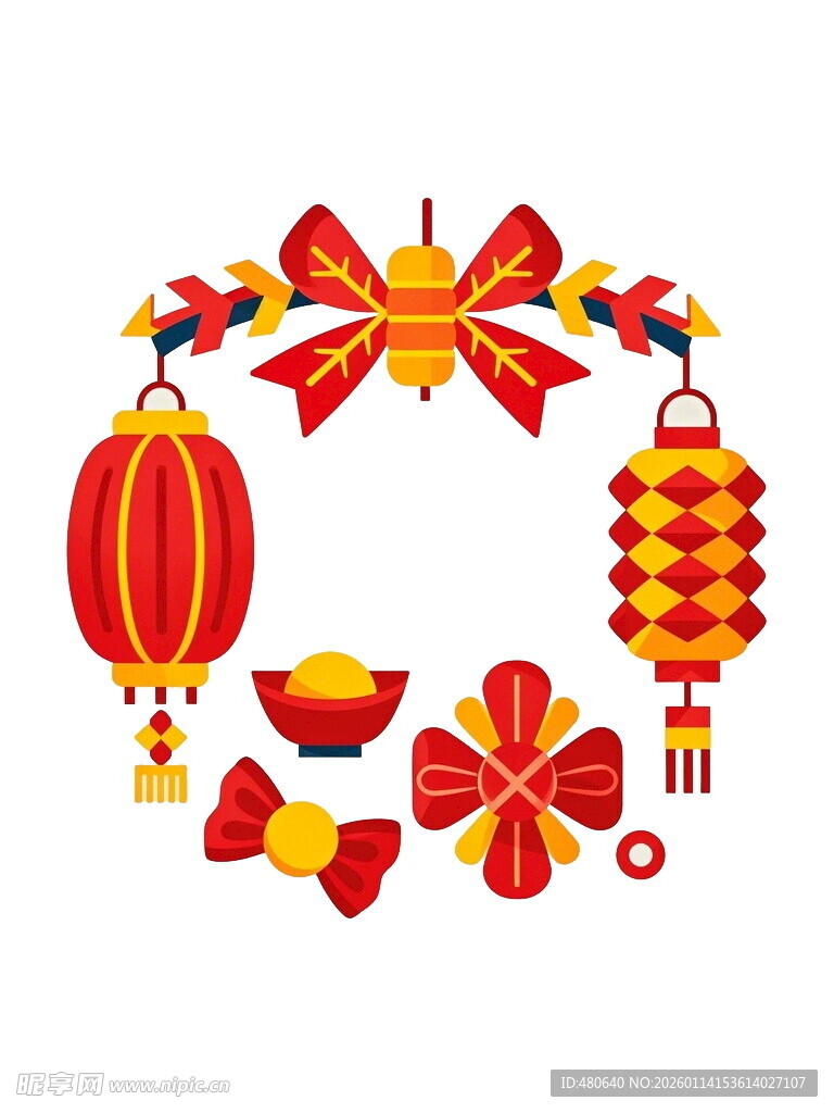 喜庆中式春节装饰元素