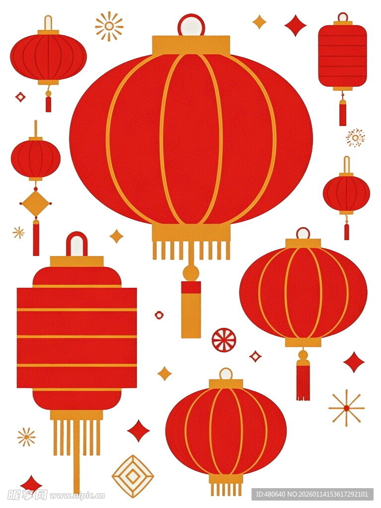 喜庆中式红灯笼装饰图案