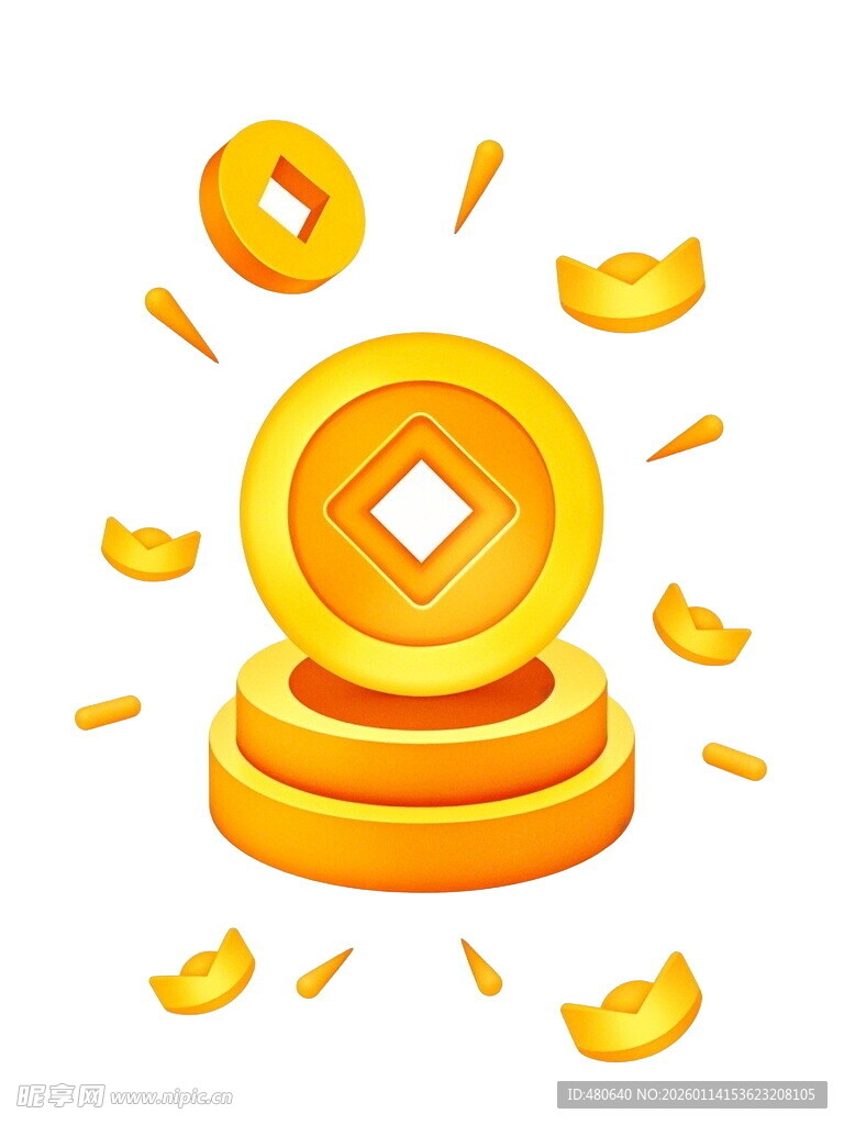 金币金元宝堆叠财富画面