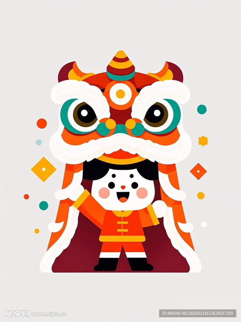 萌娃扮狮头喜庆迎佳节