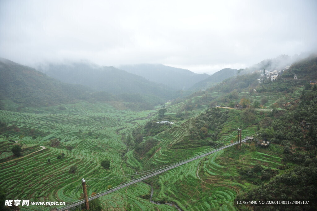 山间绿野 云雾缭绕美景