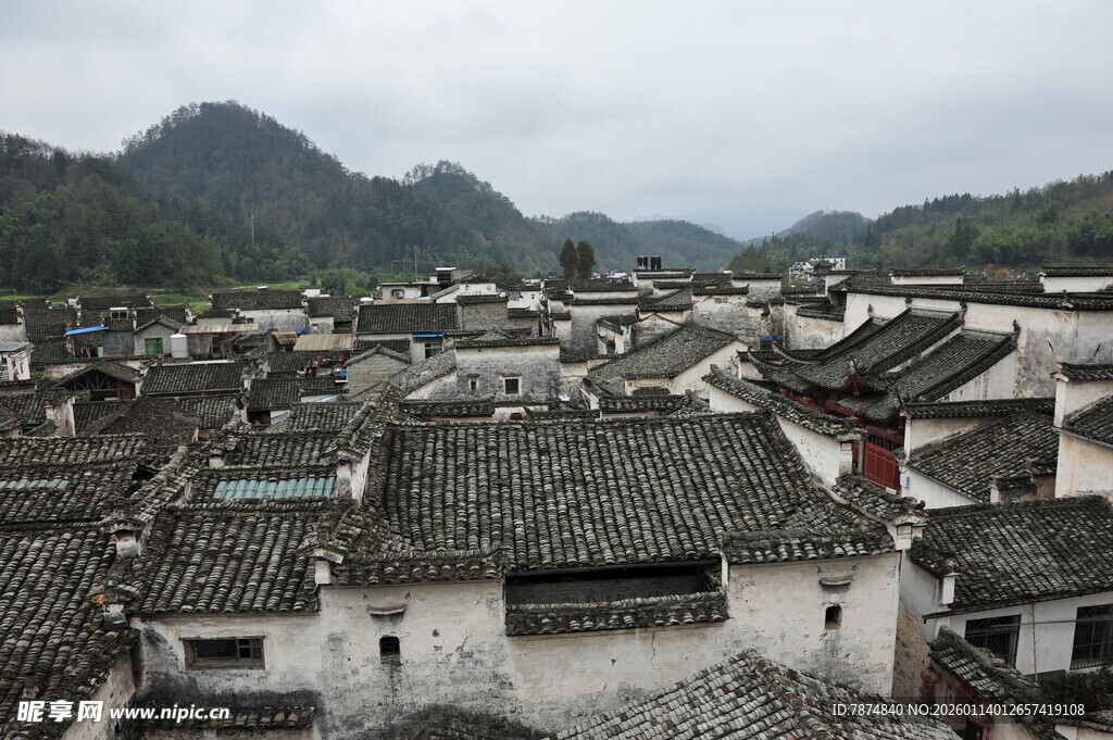 徽派古村落屋顶景致